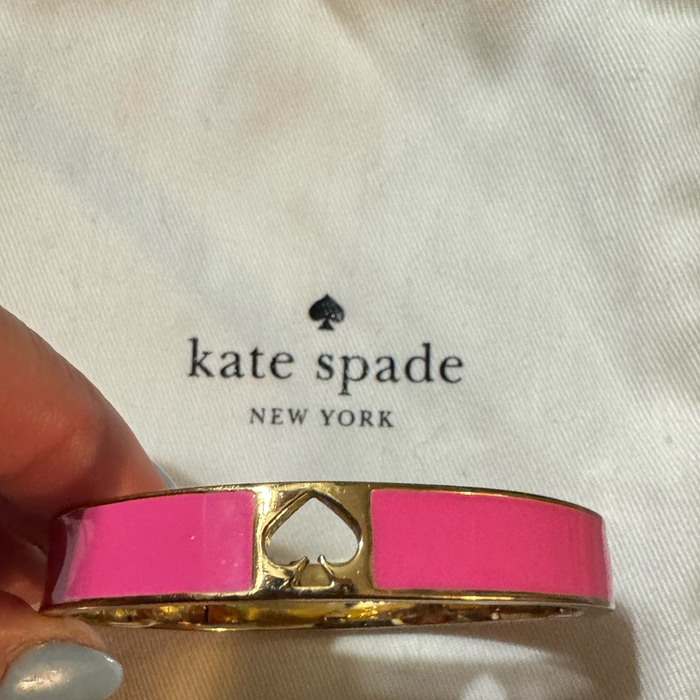 Kate Spade NWOT hot pink and gold clasp closure bracelet . Dust bag included